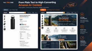 Amazon product detail page before and after professional A+ Content design