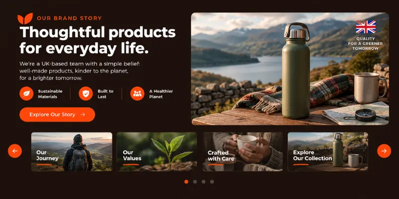 Brand story banner titled 